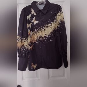 Black Shirt with Butterfly Design